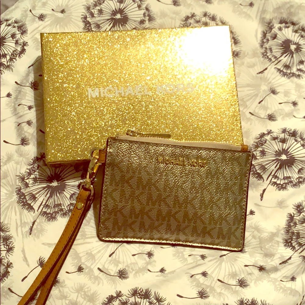 Michael Kors silver wristlet wallet
